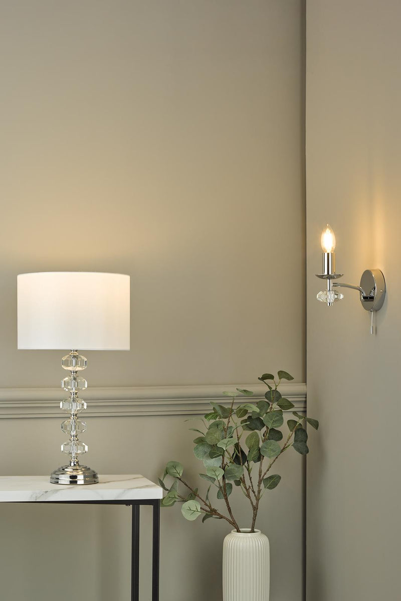 Dar Lighting Oleana Wall Light Polished Chrome Crystal • OLE0750