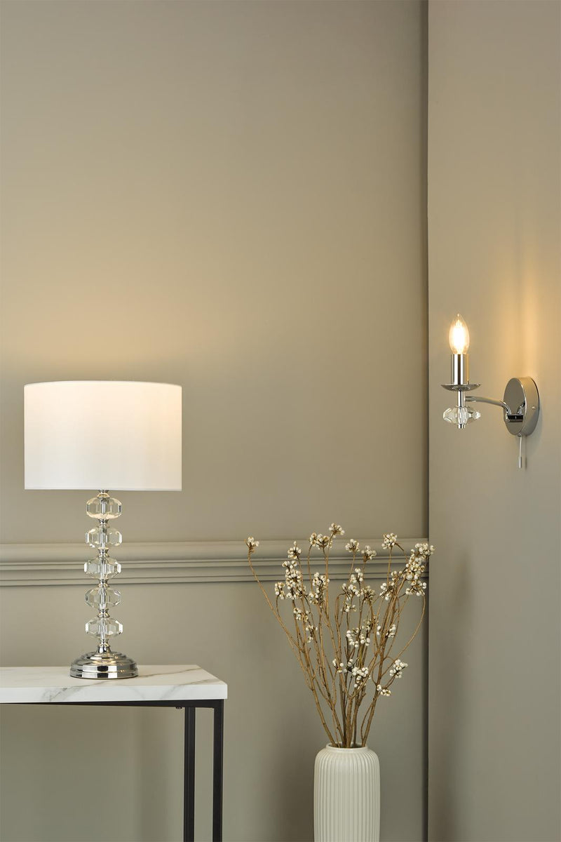 Dar Lighting Oleana Wall Light Polished Chrome Crystal • OLE0750