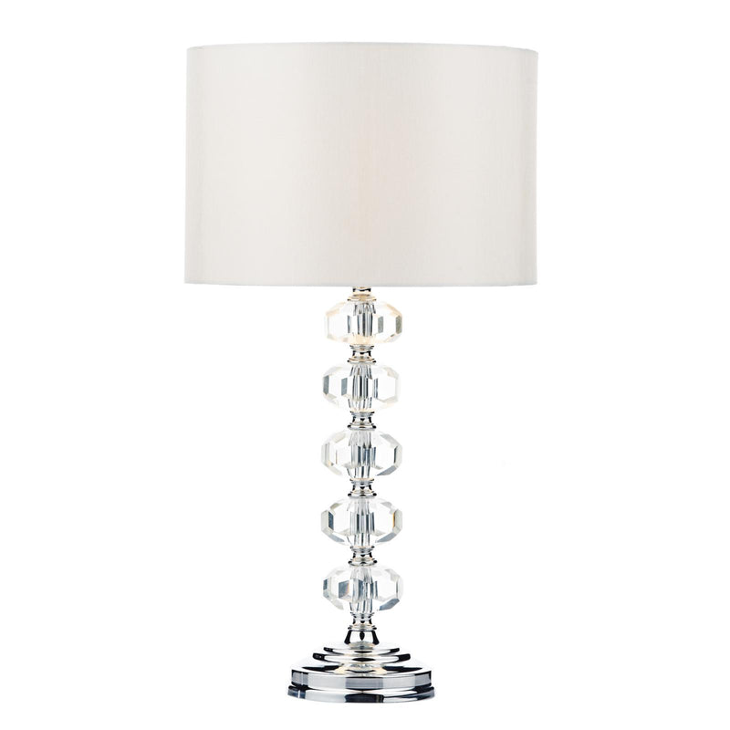 Dar Lighting Oleana Table Lamp Polished Chrome Crystal With Shade • OLE4250