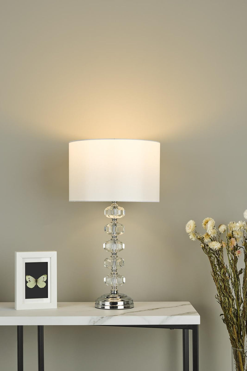 Dar Lighting Oleana Table Lamp Polished Chrome Crystal With Shade • OLE4250