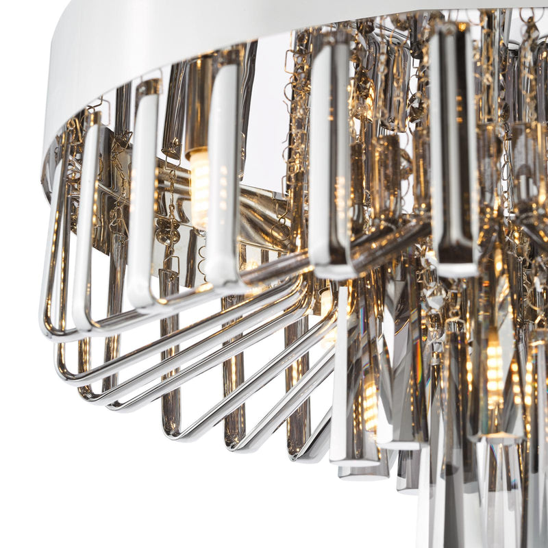 Dar Lighting Olin 5 Light Flush Polished Chrome and Smoked Glass • OLI5410