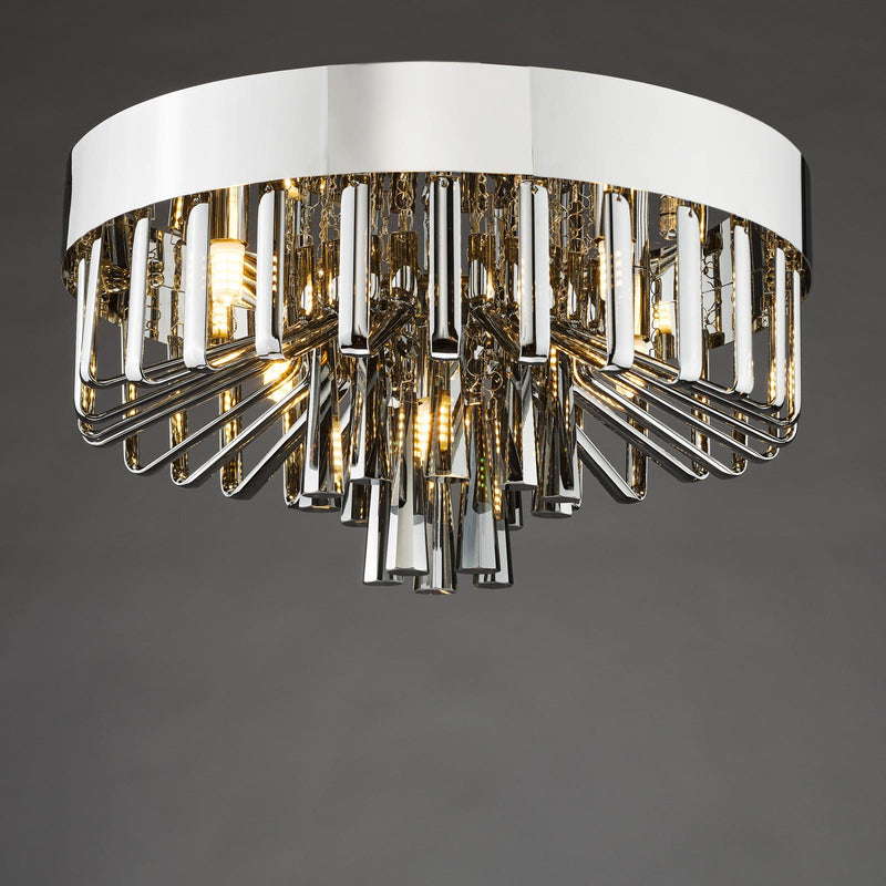 Dar Lighting Olin 5 Light Flush Polished Chrome and Smoked Glass • OLI5410