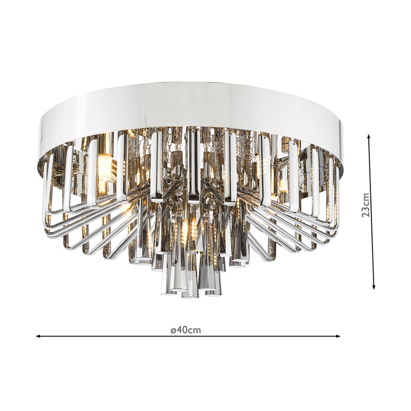 Dar Lighting Olin 5 Light Flush Polished Chrome and Smoked Glass • OLI5410