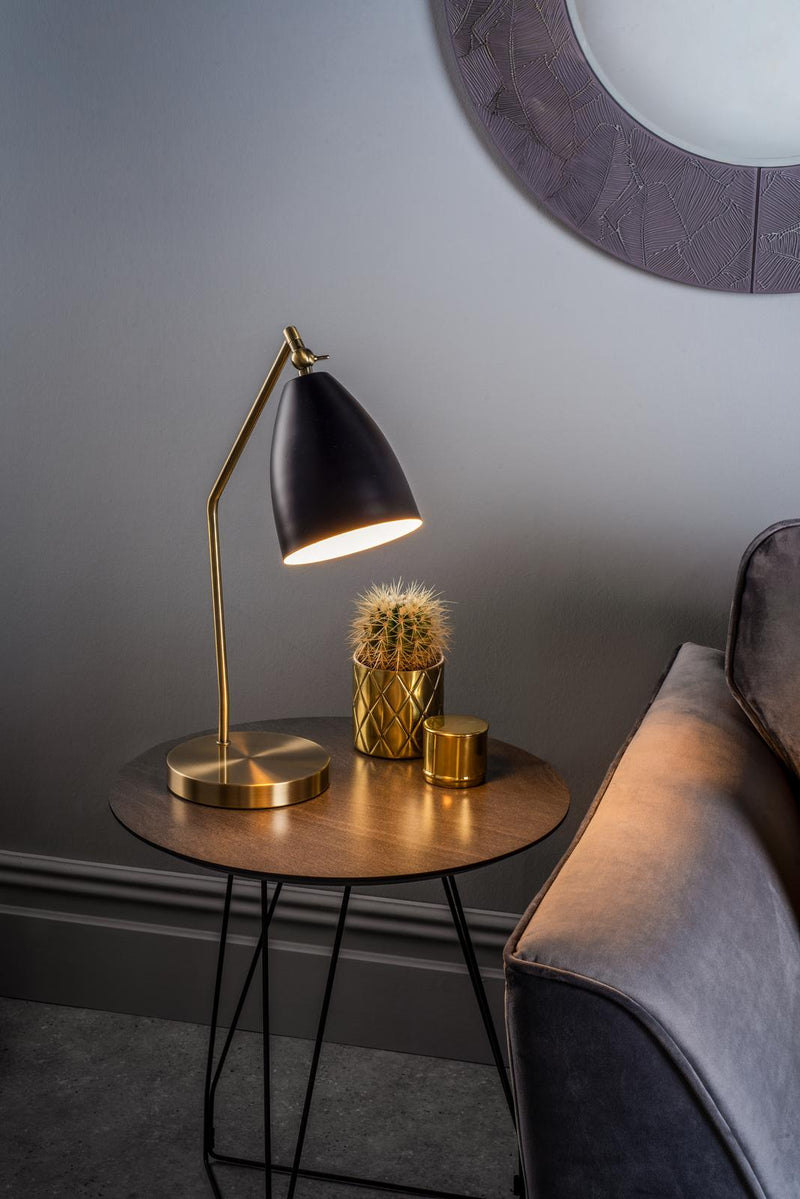 Dar Lighting Olly Task Table Lamp Antique Brass Black • OLL4154