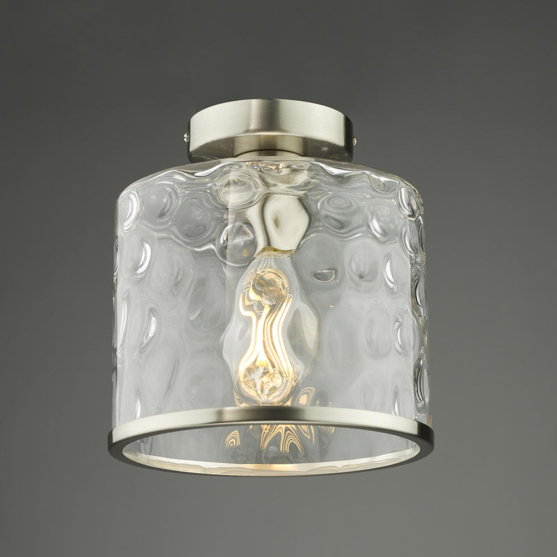 Dar Lighting Olsen Semi-Flush Satin Chrome and Glass • OLS4846