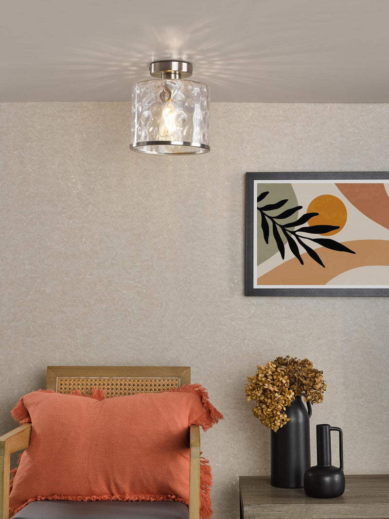 Dar Lighting Olsen Semi-Flush Satin Chrome and Glass • OLS4846