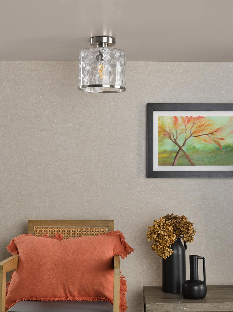 Dar Lighting Olsen Semi-Flush Satin Chrome and Glass • OLS4846