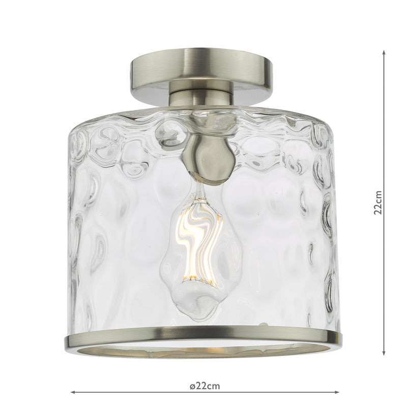 Dar Lighting Olsen Semi-Flush Satin Chrome and Glass • OLS4846