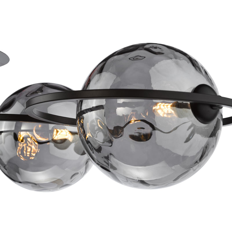 Dar Lighting Olympus 4 Light Semi-Flush Matt Black With Smoked Dimpled Glass • OLY0422-10