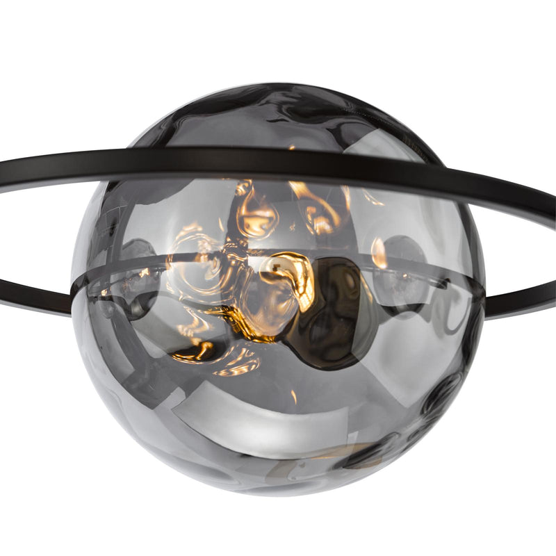 Dar Lighting Olympus 4 Light Semi-Flush Matt Black With Smoked Dimpled Glass • OLY0422-10
