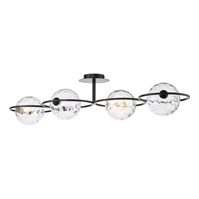 Dar Lighting Olympus 4 Light Semi-Flush Matt Black With Clear Dimpled Glass • OLY0422-12