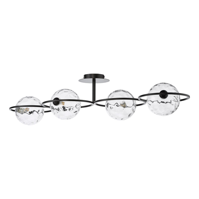 Dar Lighting Olympus 4 Light Semi-Flush Matt Black With Clear Dimpled Glass • OLY0422-12