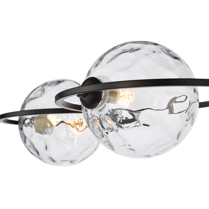 Dar Lighting Olympus 4 Light Semi-Flush Matt Black With Clear Dimpled Glass • OLY0422-12