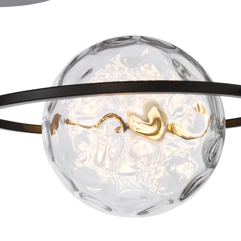 Dar Lighting Olympus 4 Light Semi-Flush Matt Black With Clear Dimpled Glass • OLY0422-12