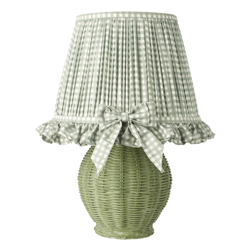 Dar Lighting Omer Table Lamp Matt Green and Antique Brass With Shade • OME4124