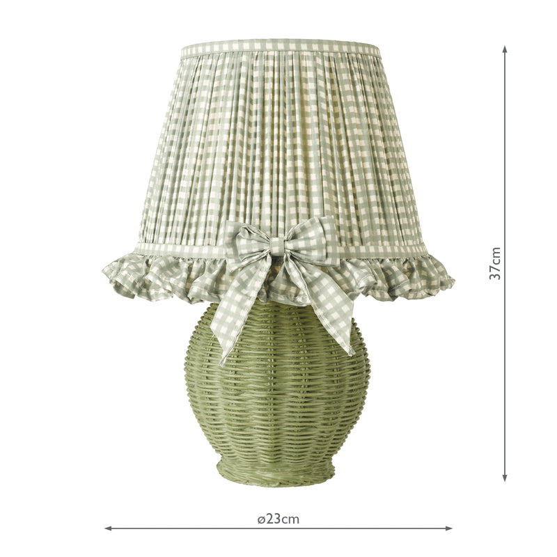 Dar Lighting Omer Table Lamp Matt Green and Antique Brass With Shade • OME4124