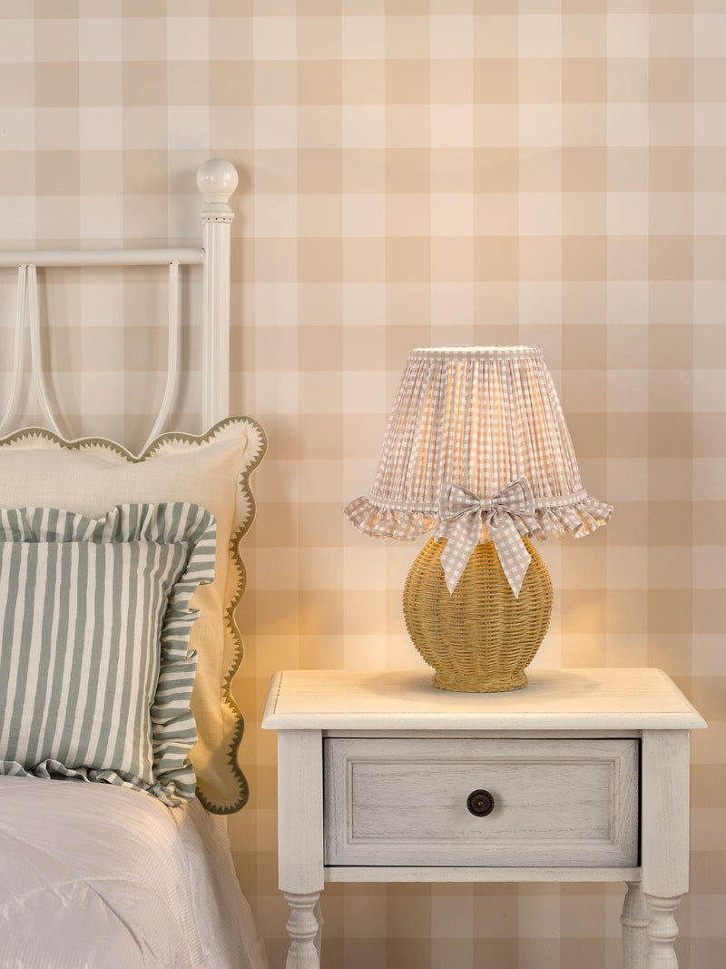 Dar Lighting Omer Table Lamp Matt Taupe and Antique Brass With Shade • OME4129