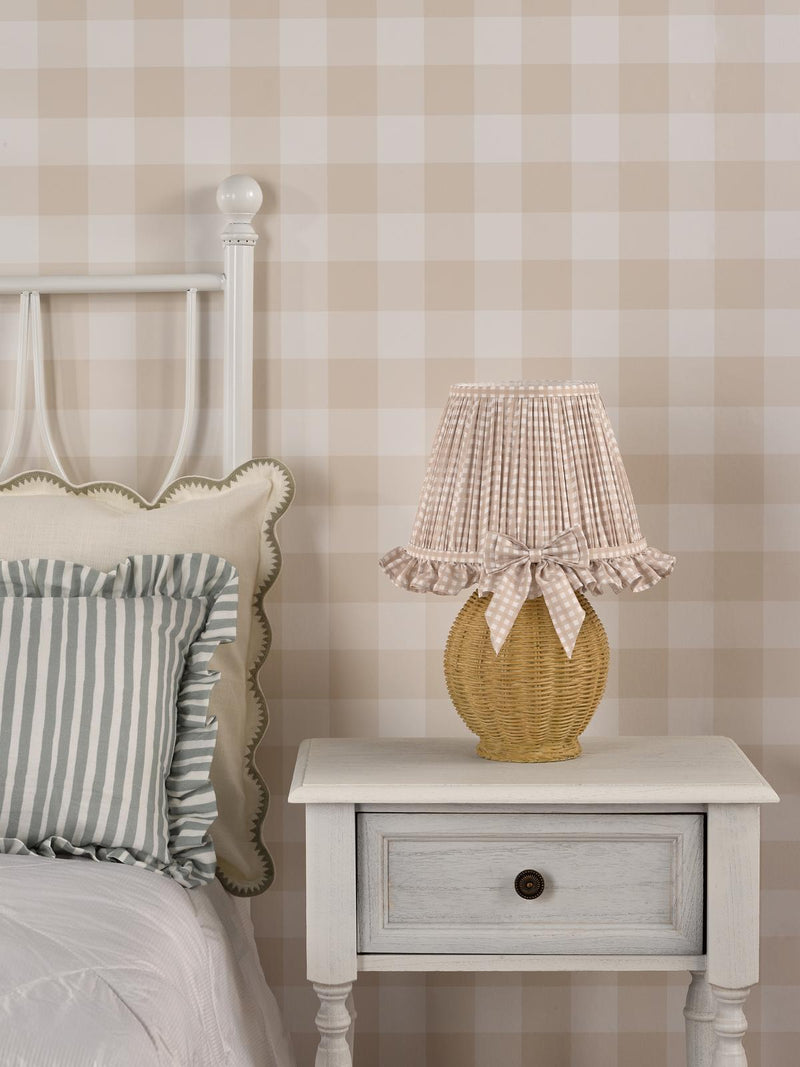 Dar Lighting Omer Table Lamp Matt Taupe and Antique Brass With Shade • OME4129