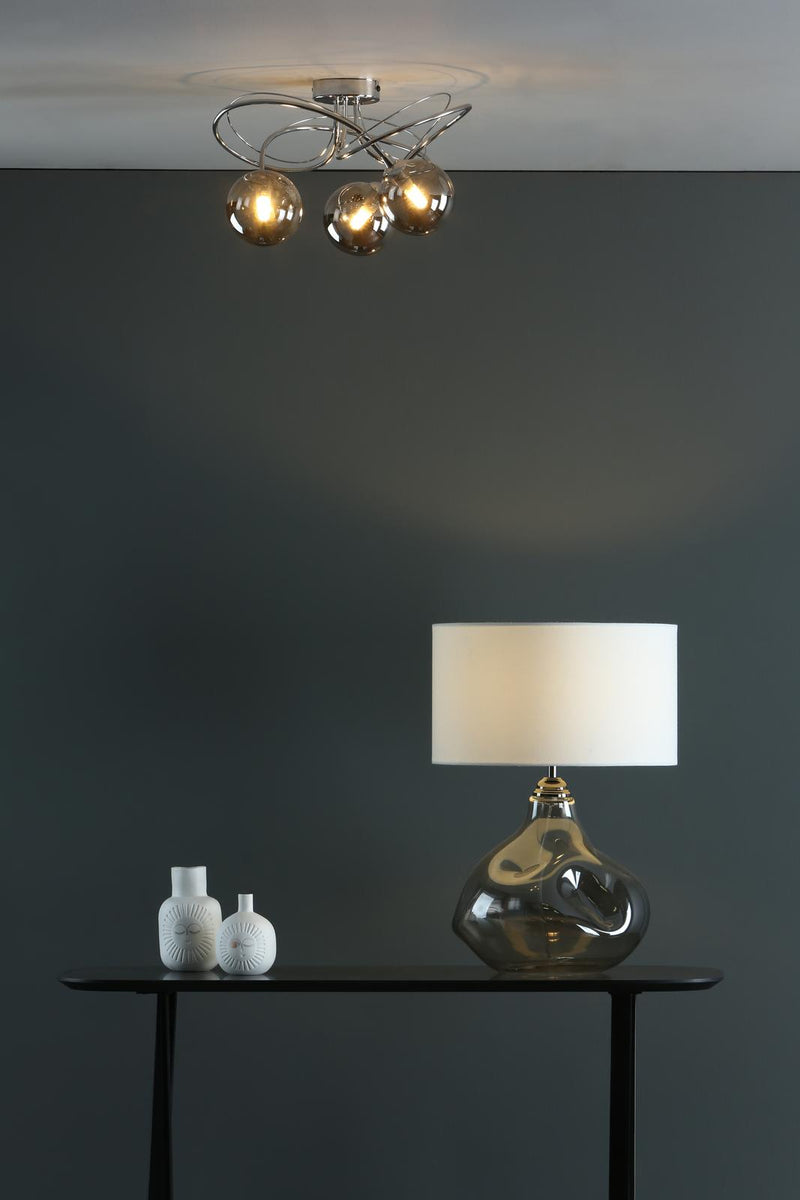 Dar Lighting Onawa 3 Light Semi Flush Polished Chrome With Smoked Glass • ONA5350-01