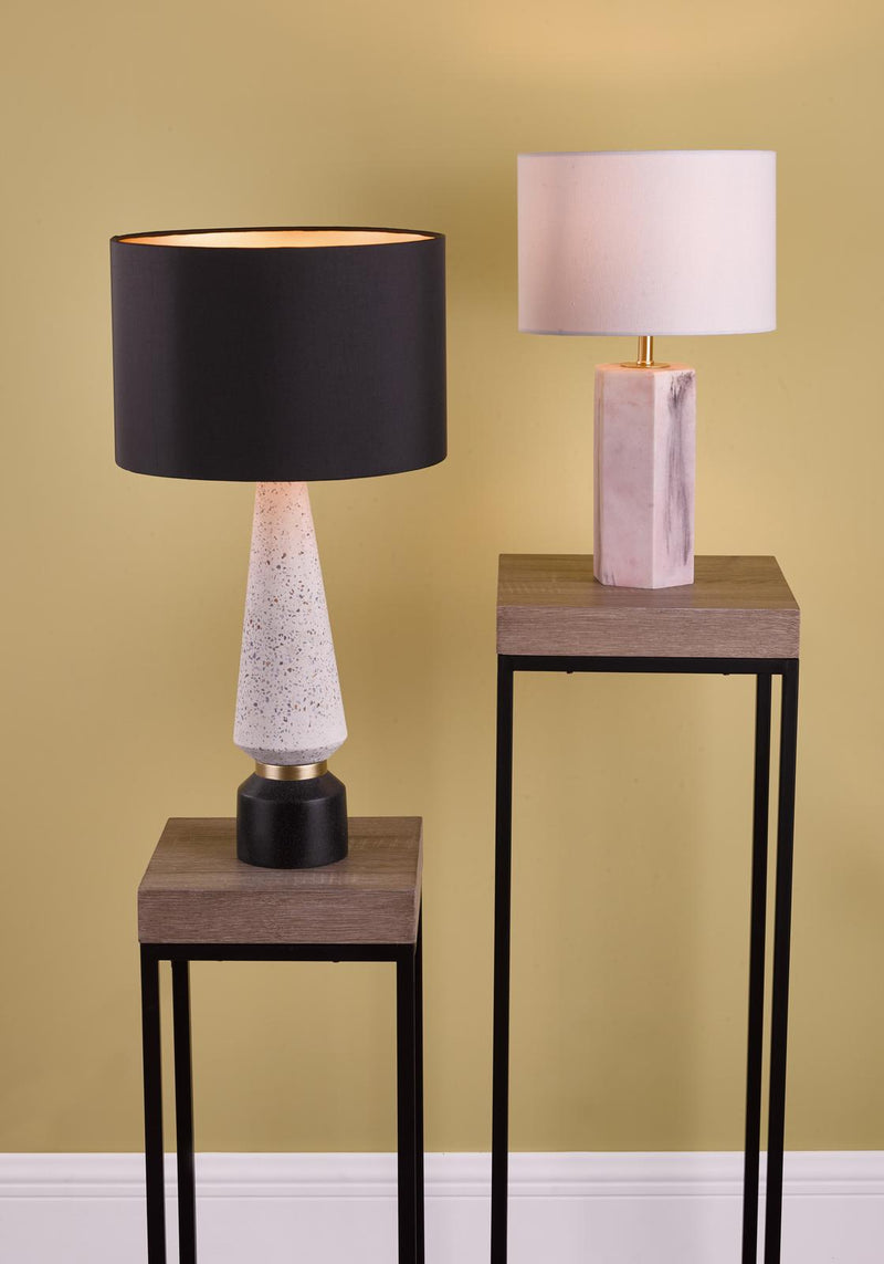 Dar Lighting Onora Table Lamp White & Black With Shade • ONO4255