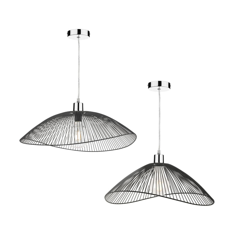 Dar Lighting Onza Wire Easy Fit Pendant Shades Black (Twin Pack) • ONZ1722