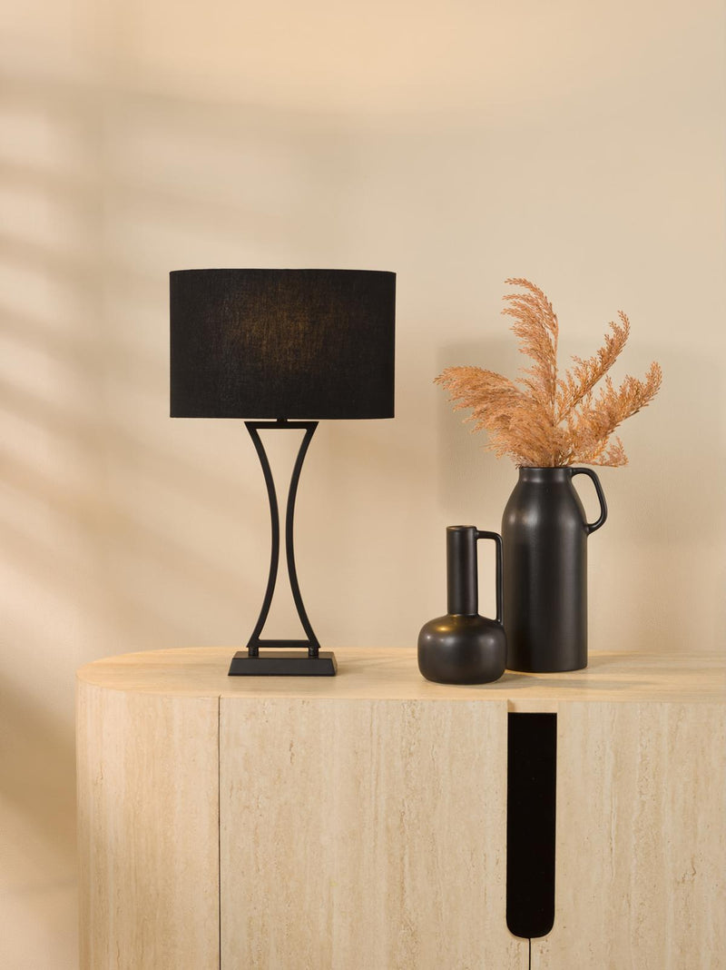 Dar Lighting Oporto Table Lamp Matt Black With Shade • OPO4122