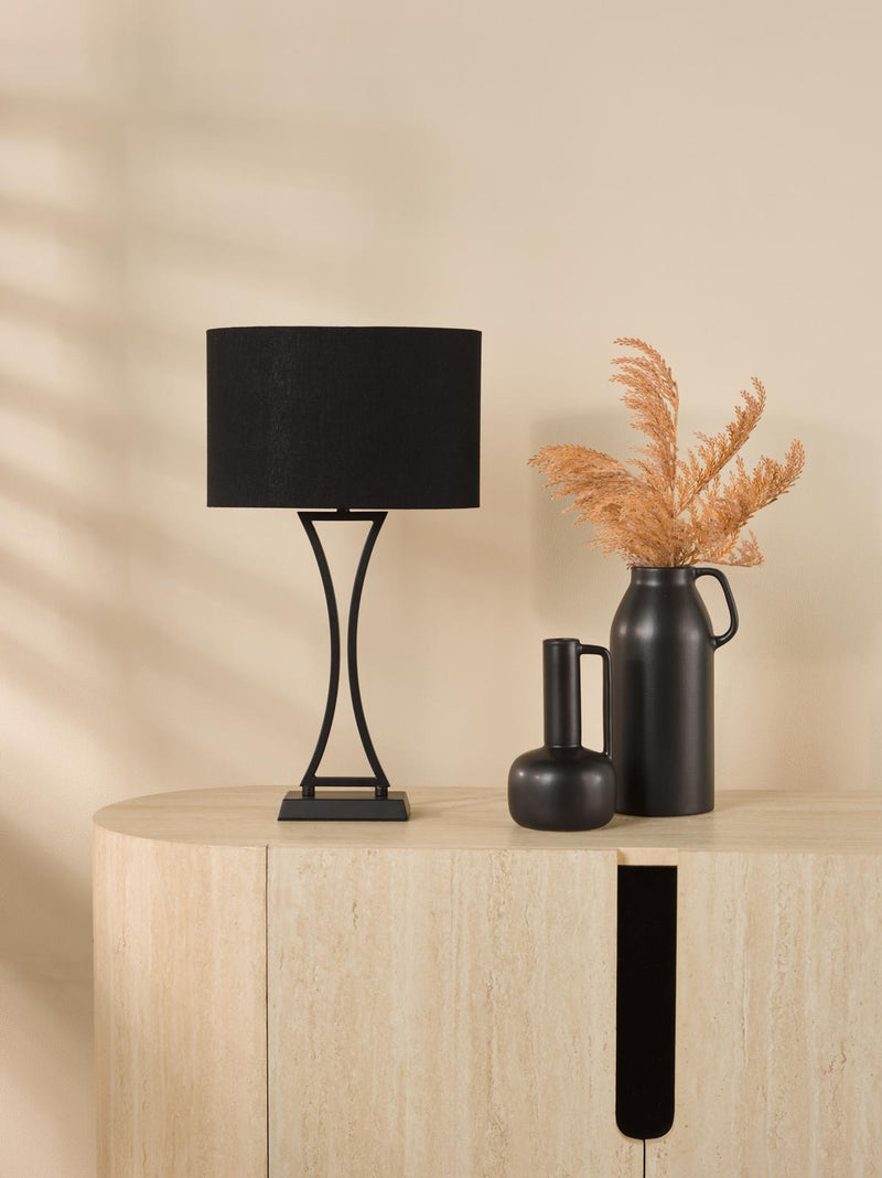 Dar Lighting Oporto Table Lamp Matt Black With Shade • OPO4122