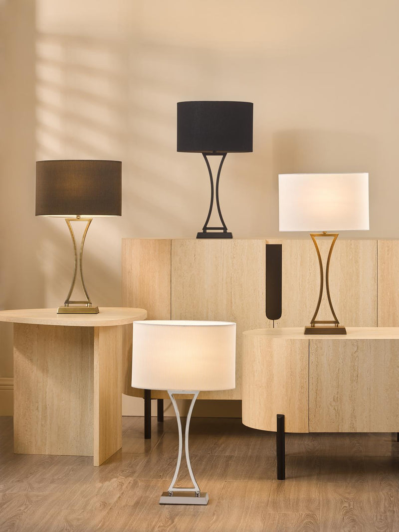 Dar Lighting Oporto Table Lamp Matt Black With Shade • OPO4122