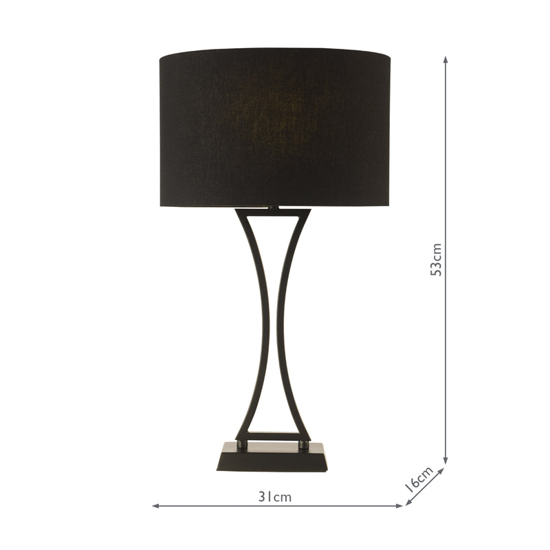 Dar Lighting Oporto Table Lamp Matt Black With Shade • OPO4122