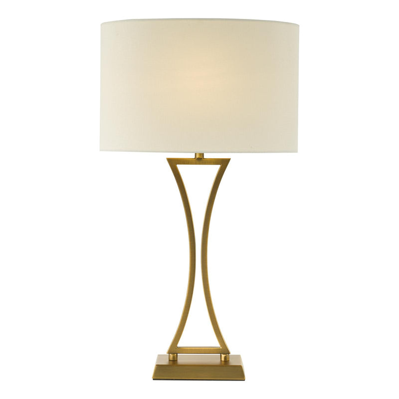 Dar Lighting Oporto Table Lamp Aged Brass With Shade • OPO4142
