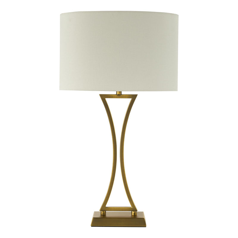 Dar Lighting Oporto Table Lamp Aged Brass With Shade • OPO4142