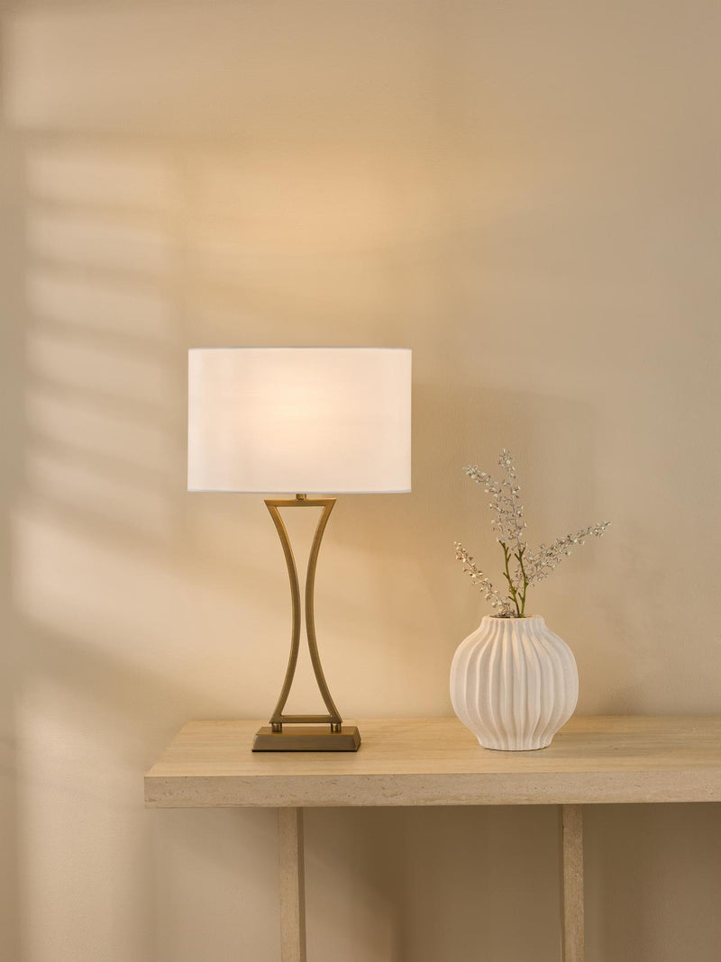 Dar Lighting Oporto Table Lamp Aged Brass With Shade • OPO4142