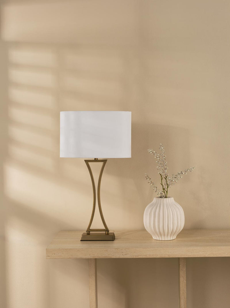 Dar Lighting Oporto Table Lamp Aged Brass With Shade • OPO4142