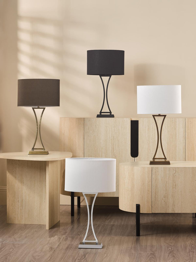 Dar Lighting Oporto Table Lamp Aged Brass With Shade • OPO4142