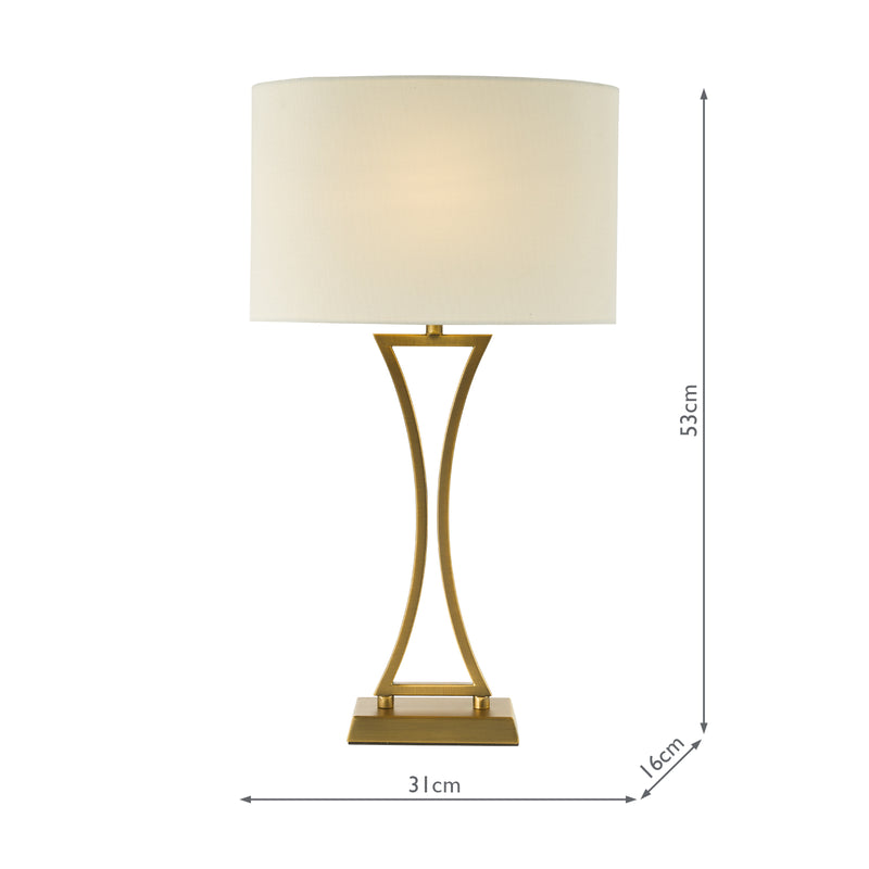 Dar Lighting Oporto Table Lamp Aged Brass With Shade • OPO4142