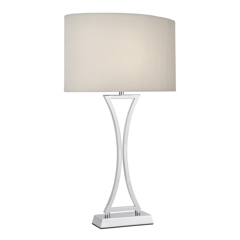 Dar Lighting Oporto Table Lamp Polished Chrome With Cream Shade • OPO4150