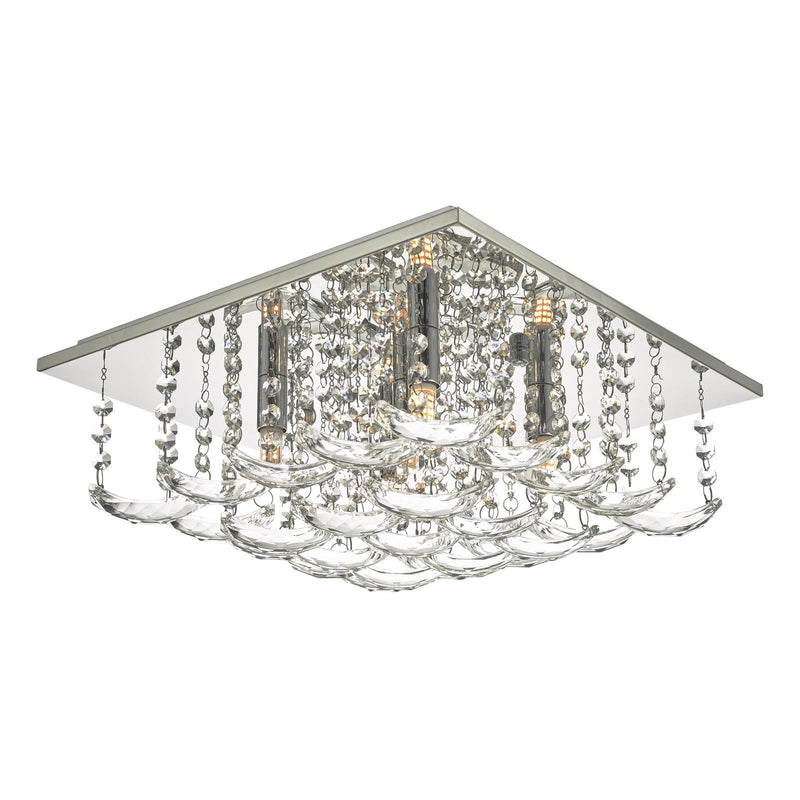 Dar Lighting Orella 5 Light Flush Polished Chrome & Crystal • ORE5450