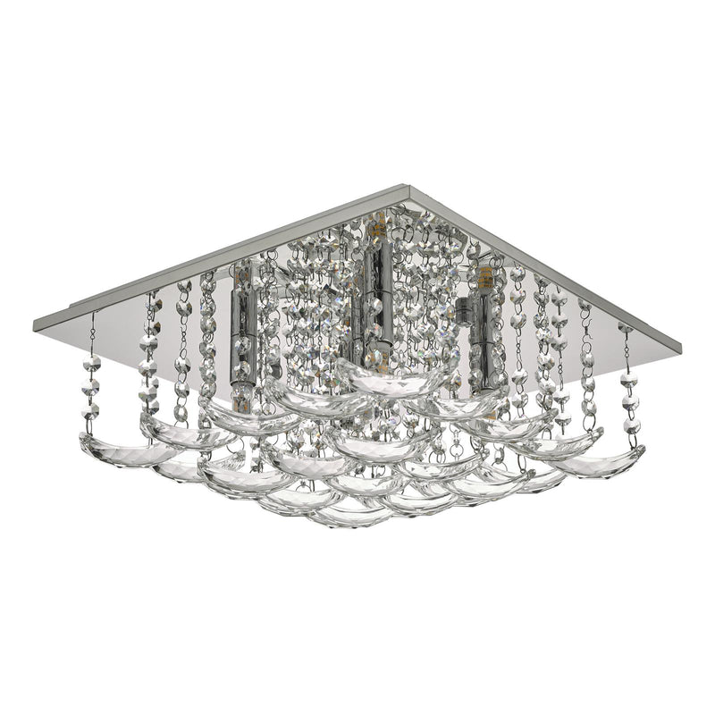 Dar Lighting Orella 5 Light Flush Polished Chrome & Crystal • ORE5450