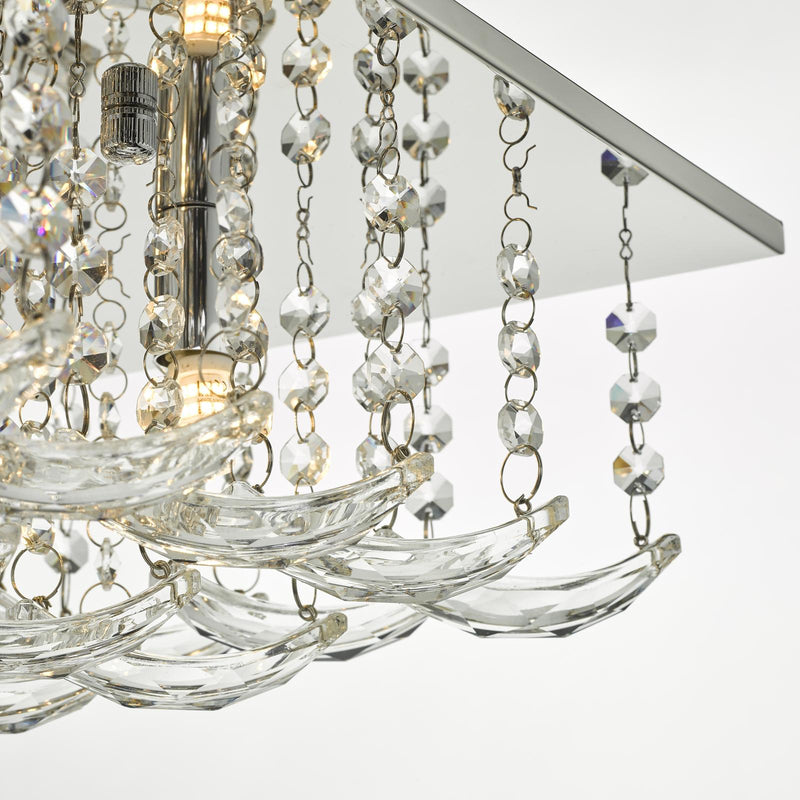 Dar Lighting Orella 5 Light Flush Polished Chrome & Crystal • ORE5450