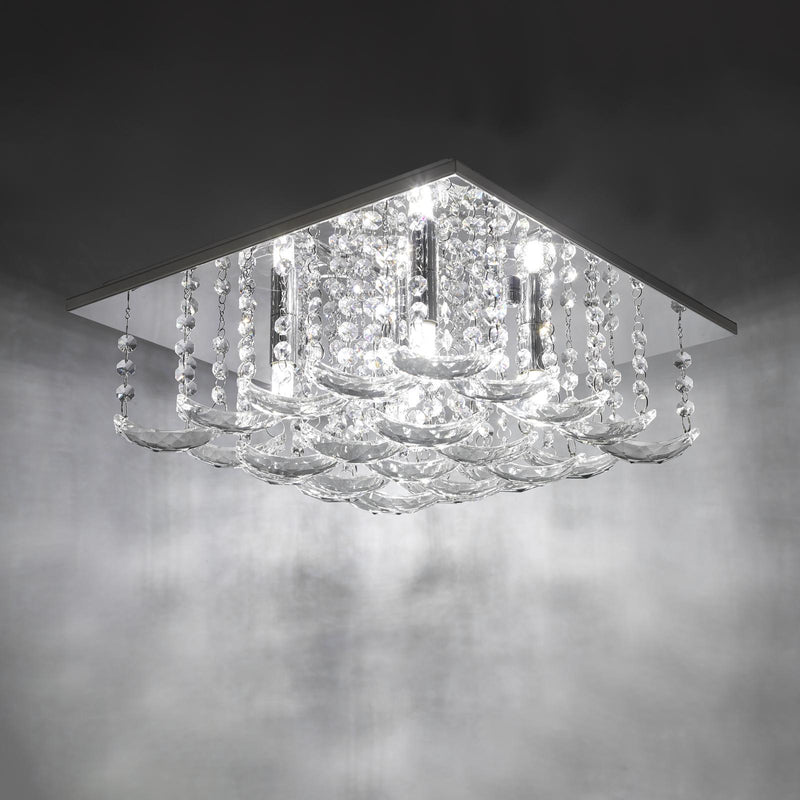 Dar Lighting Orella 5 Light Flush Polished Chrome & Crystal • ORE5450