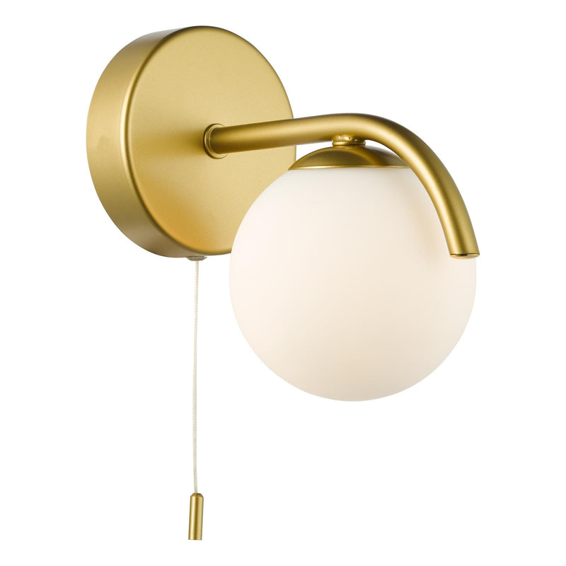 Dar Lighting Orlena Wall Light Satin Gold and Opal Glass • ORL0735