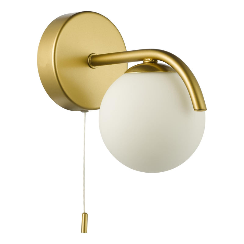 Dar Lighting Orlena Wall Light Satin Gold and Opal Glass • ORL0735