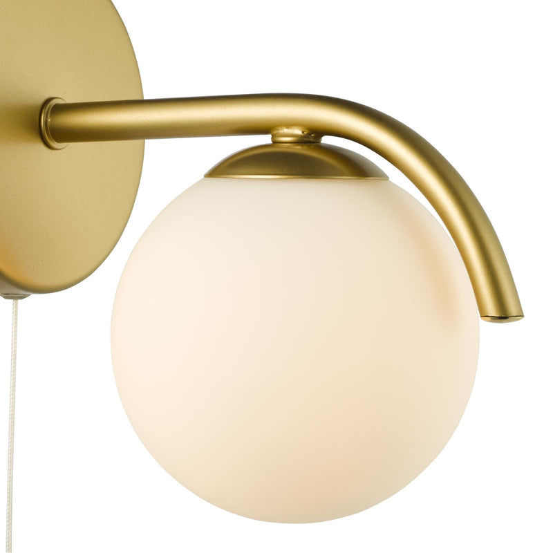 Dar Lighting Orlena Wall Light Satin Gold and Opal Glass • ORL0735