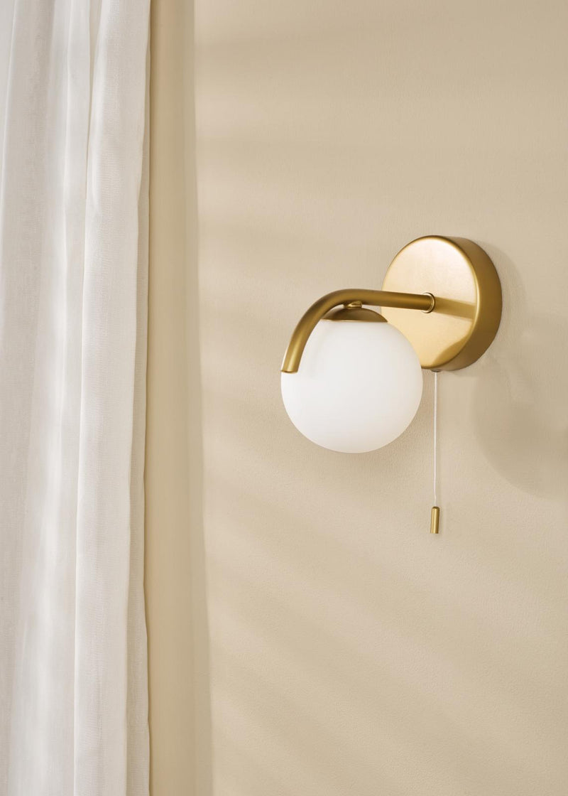 Dar Lighting Orlena Wall Light Satin Gold and Opal Glass • ORL0735