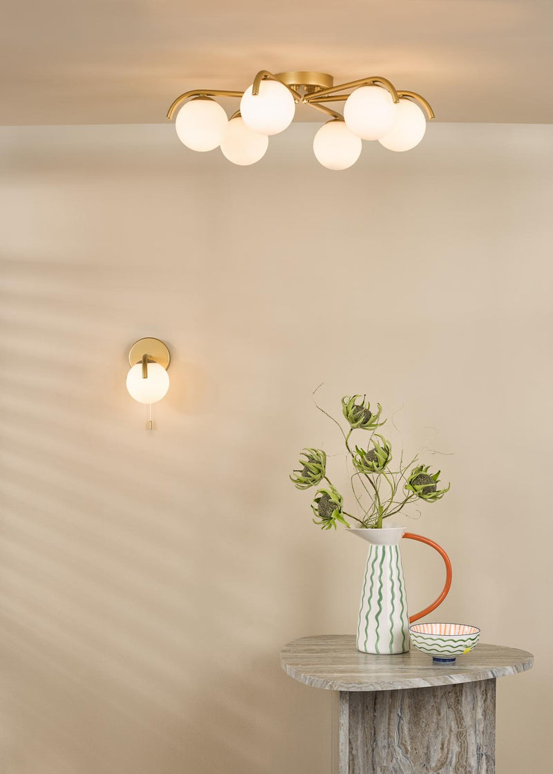 Dar Lighting Orlena Wall Light Satin Gold and Opal Glass • ORL0735