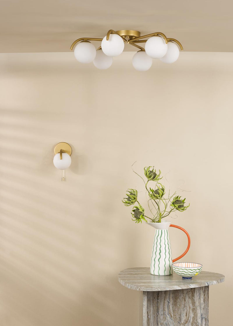 Dar Lighting Orlena Wall Light Satin Gold and Opal Glass • ORL0735