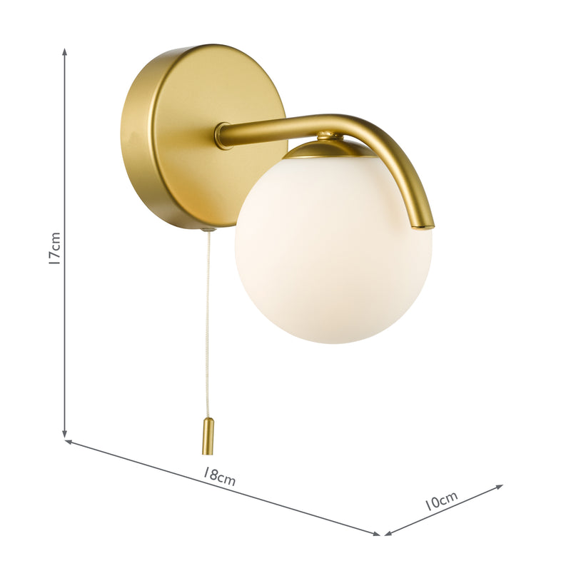 Dar Lighting Orlena Wall Light Satin Gold and Opal Glass • ORL0735