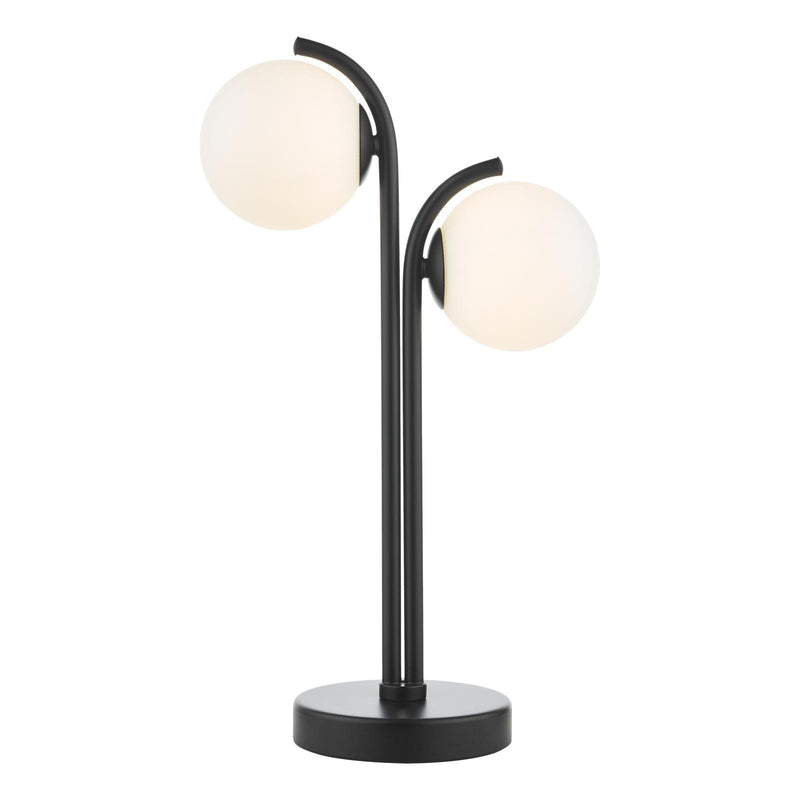 Dar Lighting Orlena 2 Light Table Lamp Matt Black and Opal Glass • ORL4222