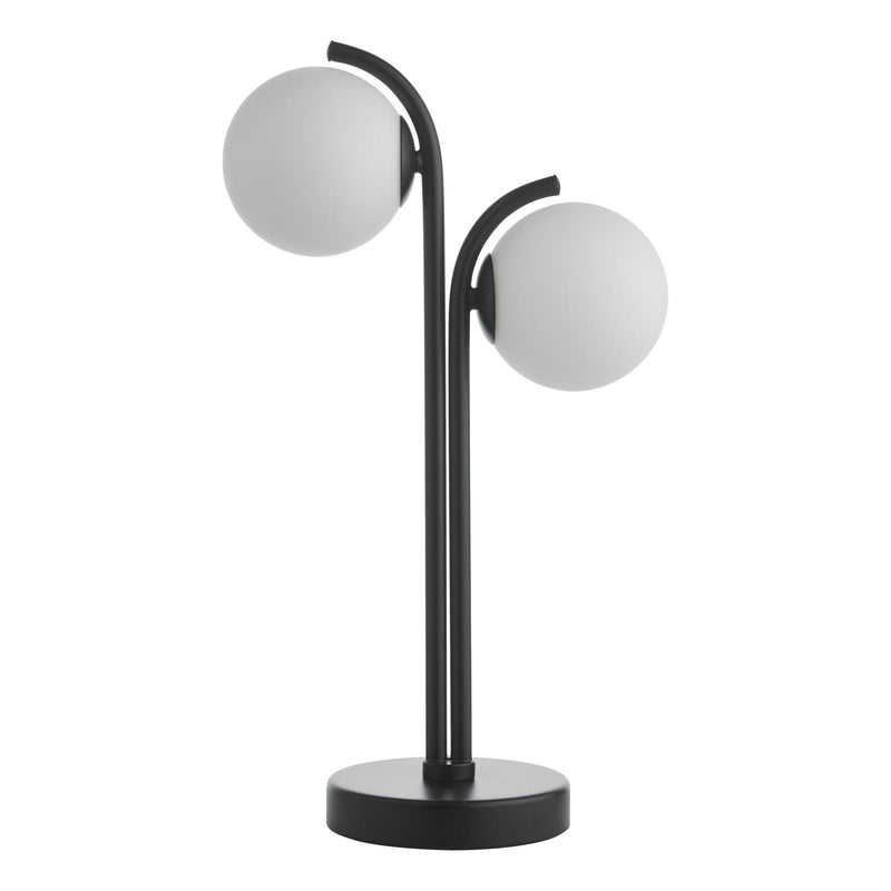 Dar Lighting Orlena 2 Light Table Lamp Matt Black and Opal Glass • ORL4222