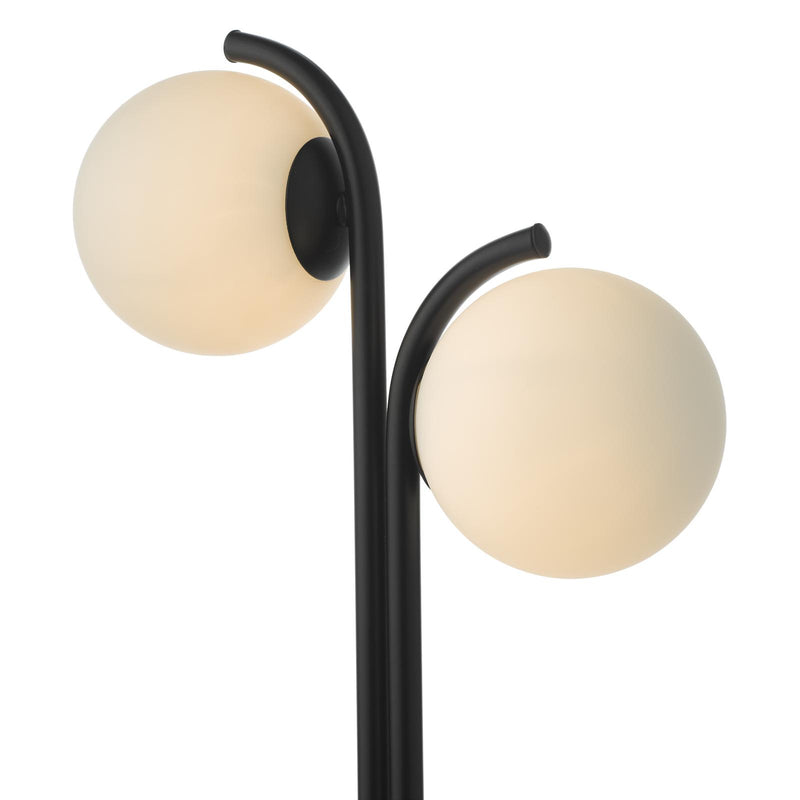 Dar Lighting Orlena 2 Light Table Lamp Matt Black and Opal Glass • ORL4222